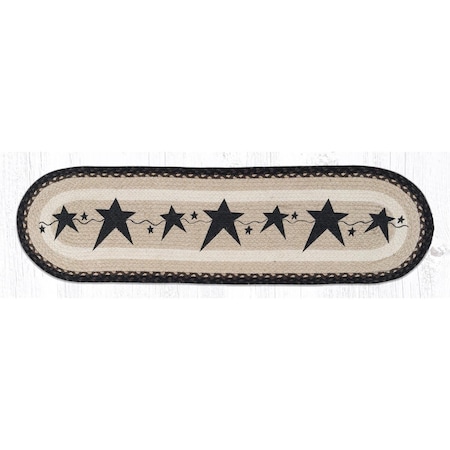 H2H 13 x 48 in. OP-313 Primitive Stars Black Oval Patch Runner H22548523